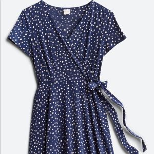 Kaileigh Faux Wrap Knit Cocktail Dress, blue with tan speckles